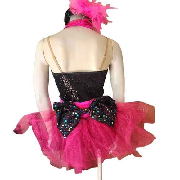 Weissman Black & Pink Sequin, Tulle, & Feather Dance Costume (XL) - Picture 1 of 4